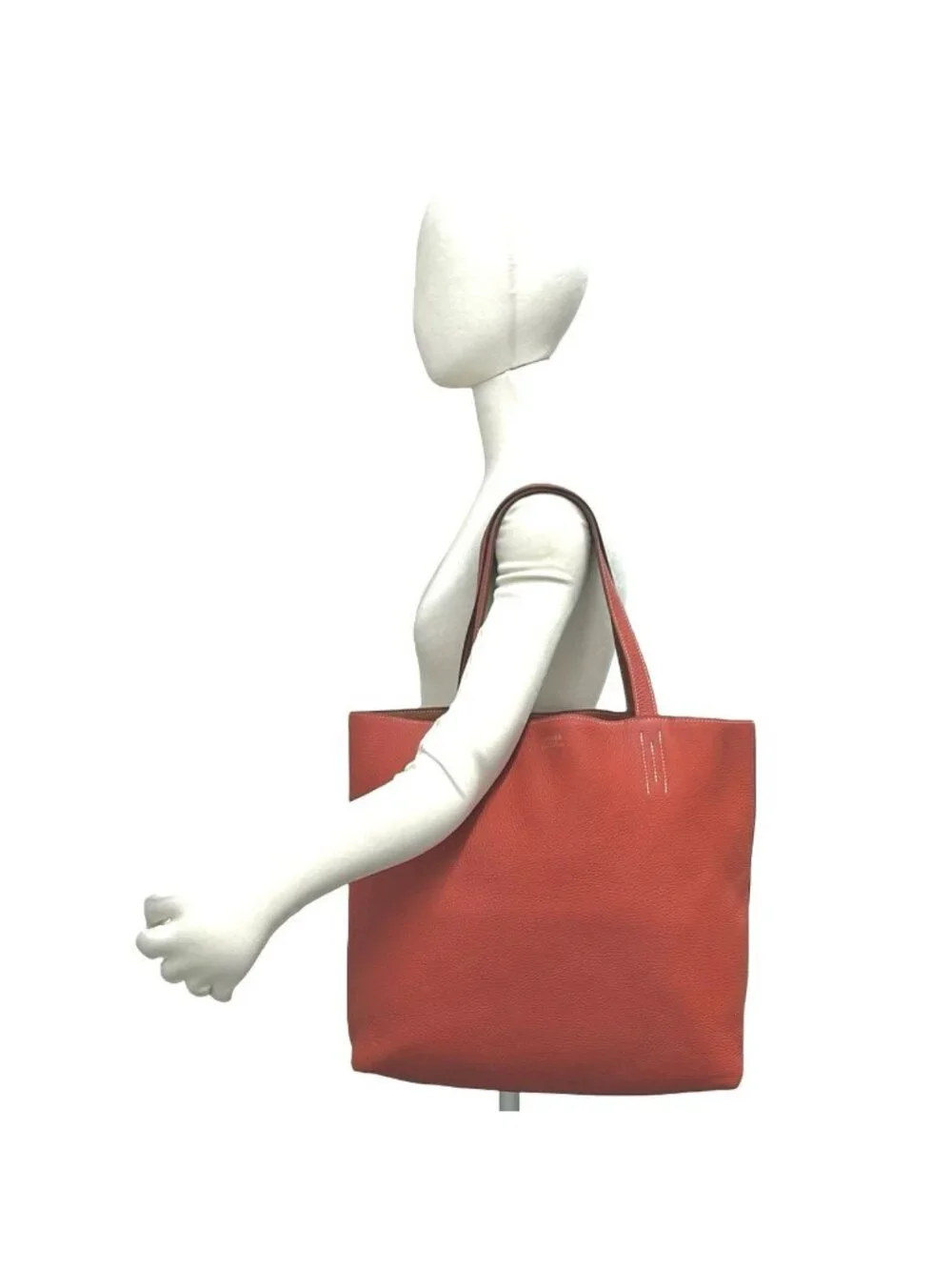 Hermes Double Sens 45 Taurillon Clemence Leather Tote Rose Jaipur Gold